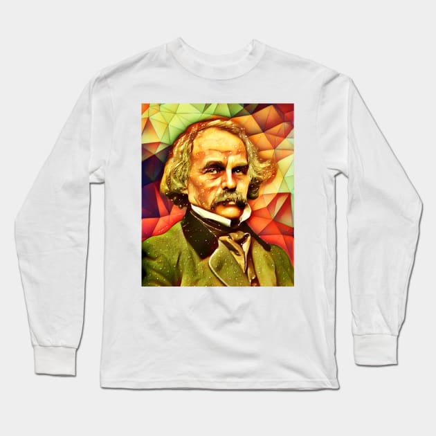 Nathaniel Hawthorne Snow Portrait | Nathaniel Hawthorne Artwork 8 Long Sleeve T-Shirt by JustLit